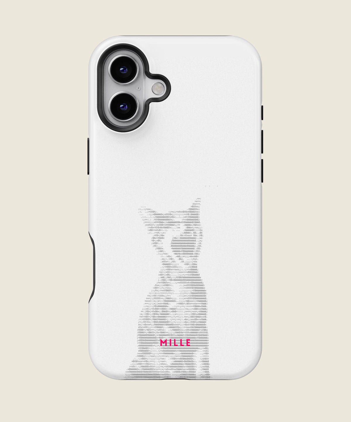 white minimal cat iPhone case, iPhone 16 Plus