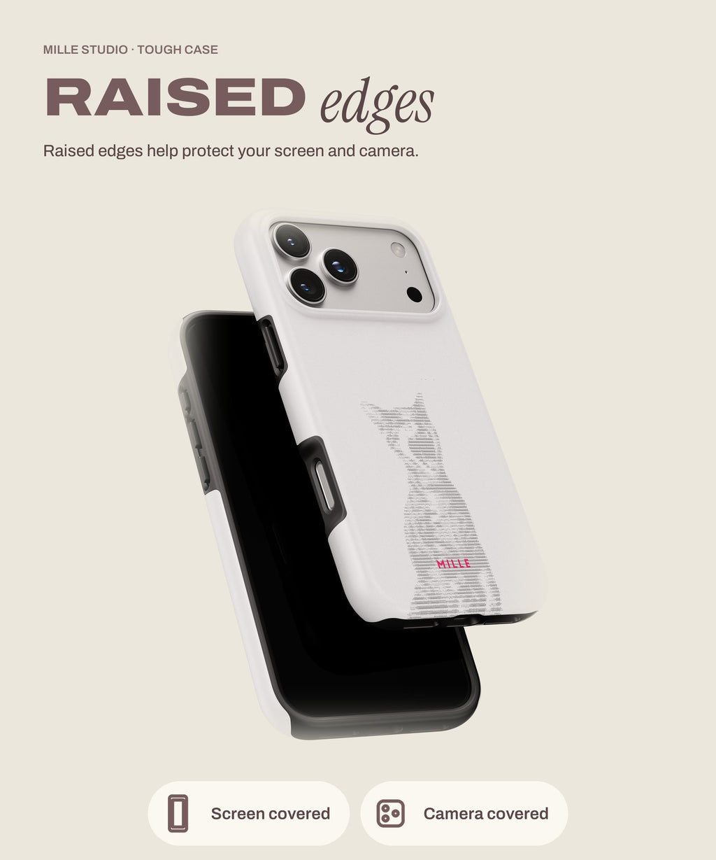 Meow tough iPhone case, raised edges for screen and camera