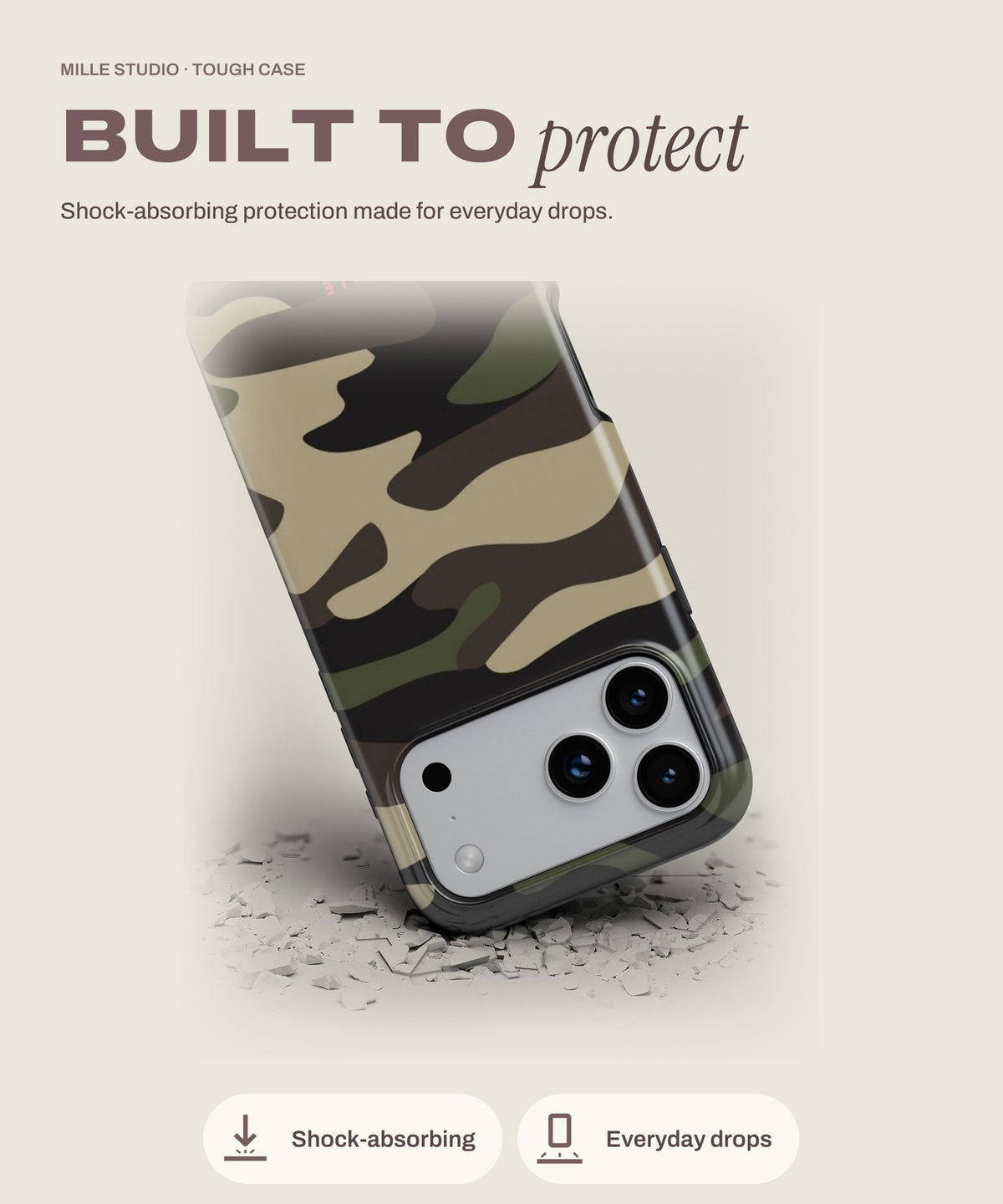 Military tough iPhone case, shock-absorbing protection