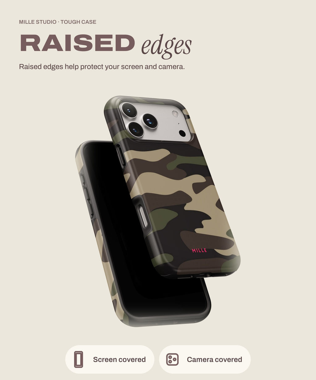 Military tough iPhone case, raised edges for screen and camera