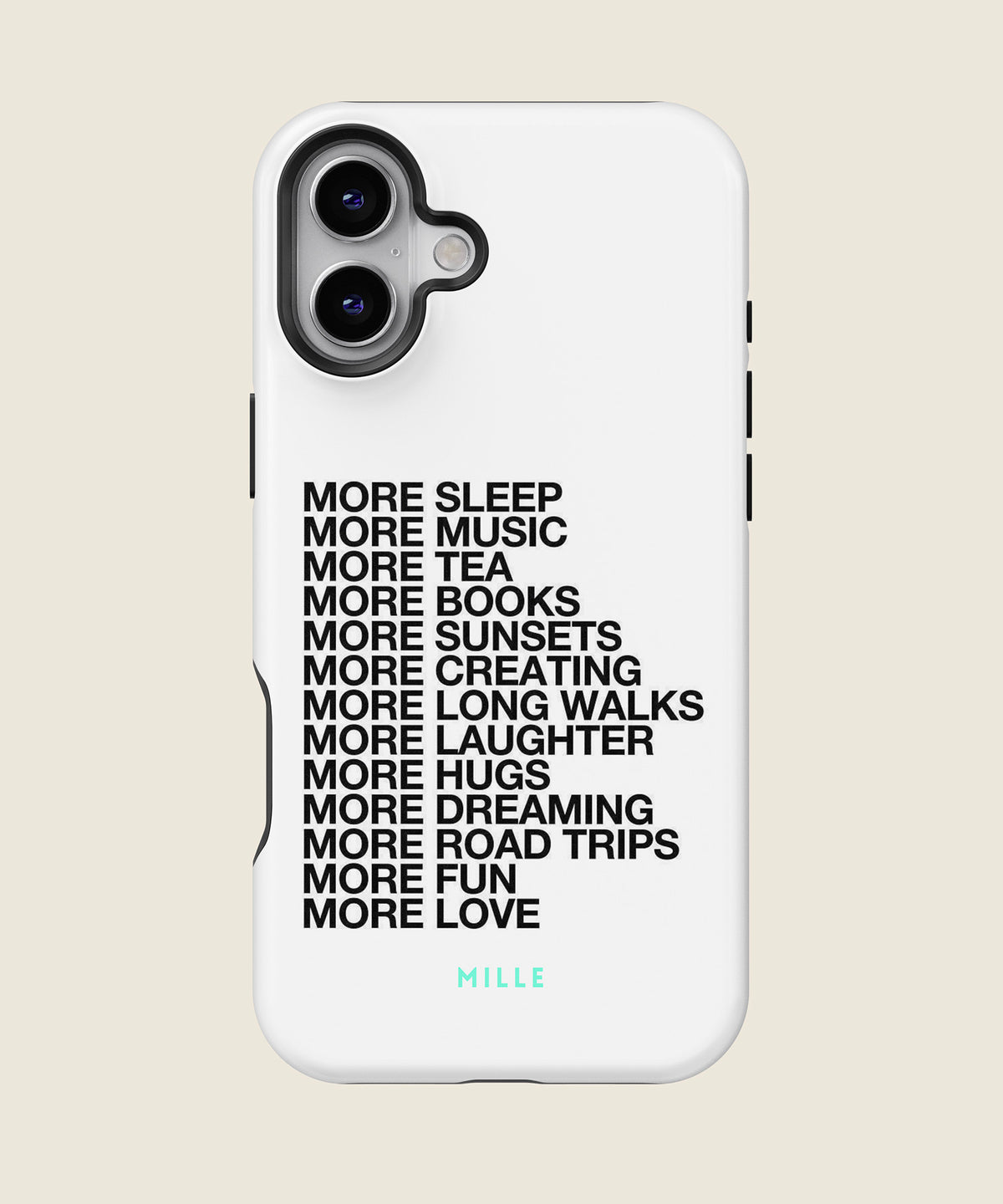white More list quote iPhone case, iPhone 16 Plus