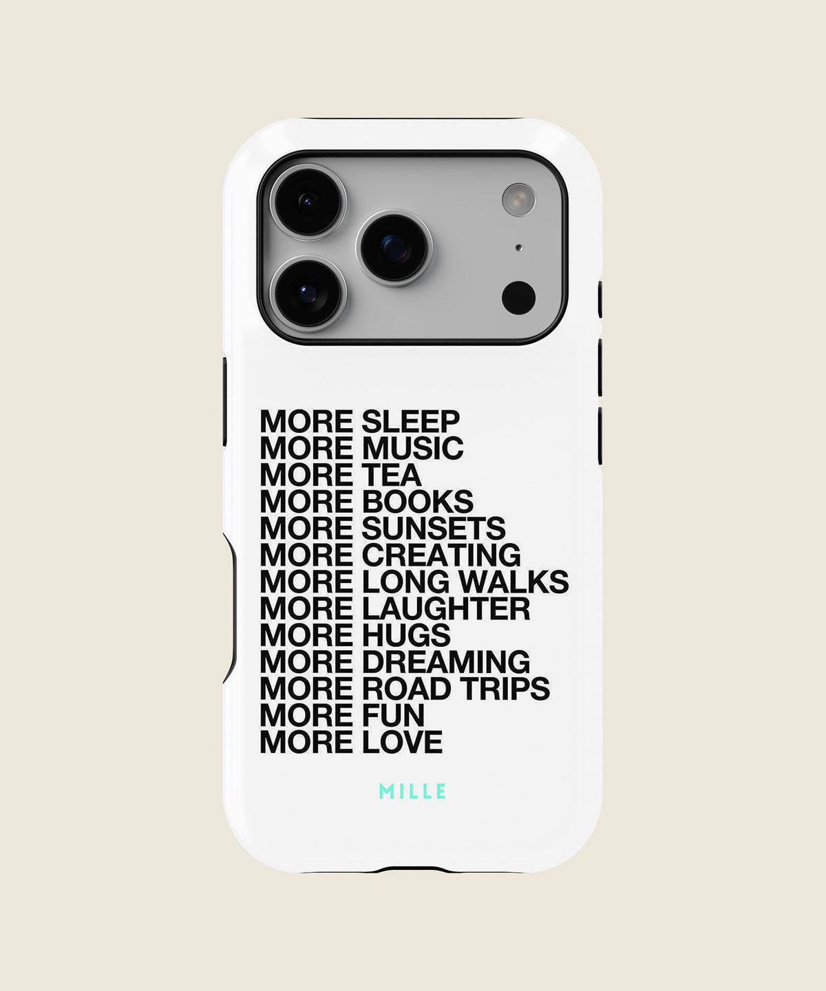 white More list quote iPhone case, iPhone 17 Pro