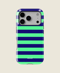 navy and neon green striped iPhone case, iPhone 17 Pro