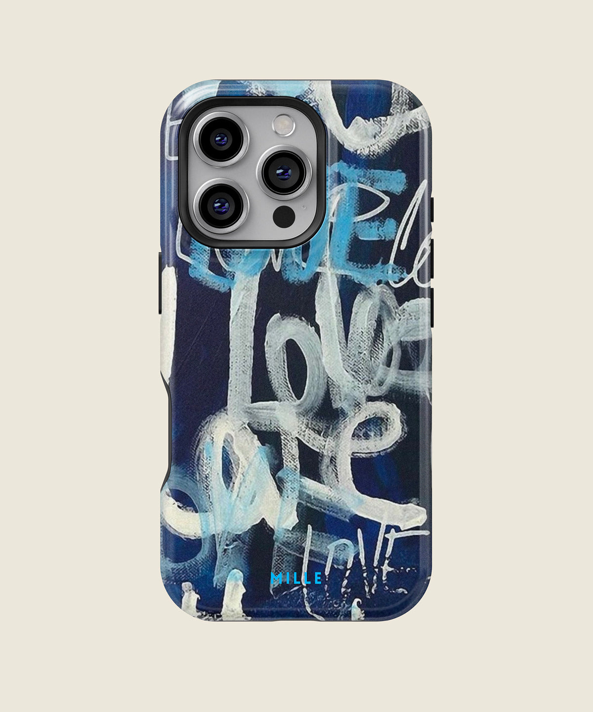 navy Love graffiti iPhone case, iPhone 16 Pro