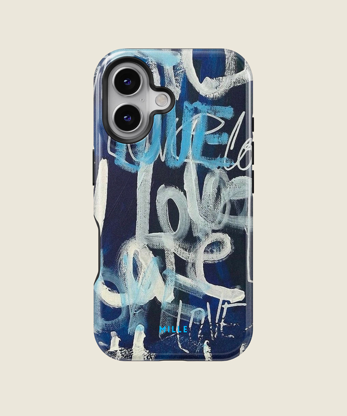 navy Love graffiti iPhone case, iPhone 16
