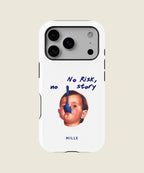 white No Risk No Story iPhone case, iPhone 17 Pro