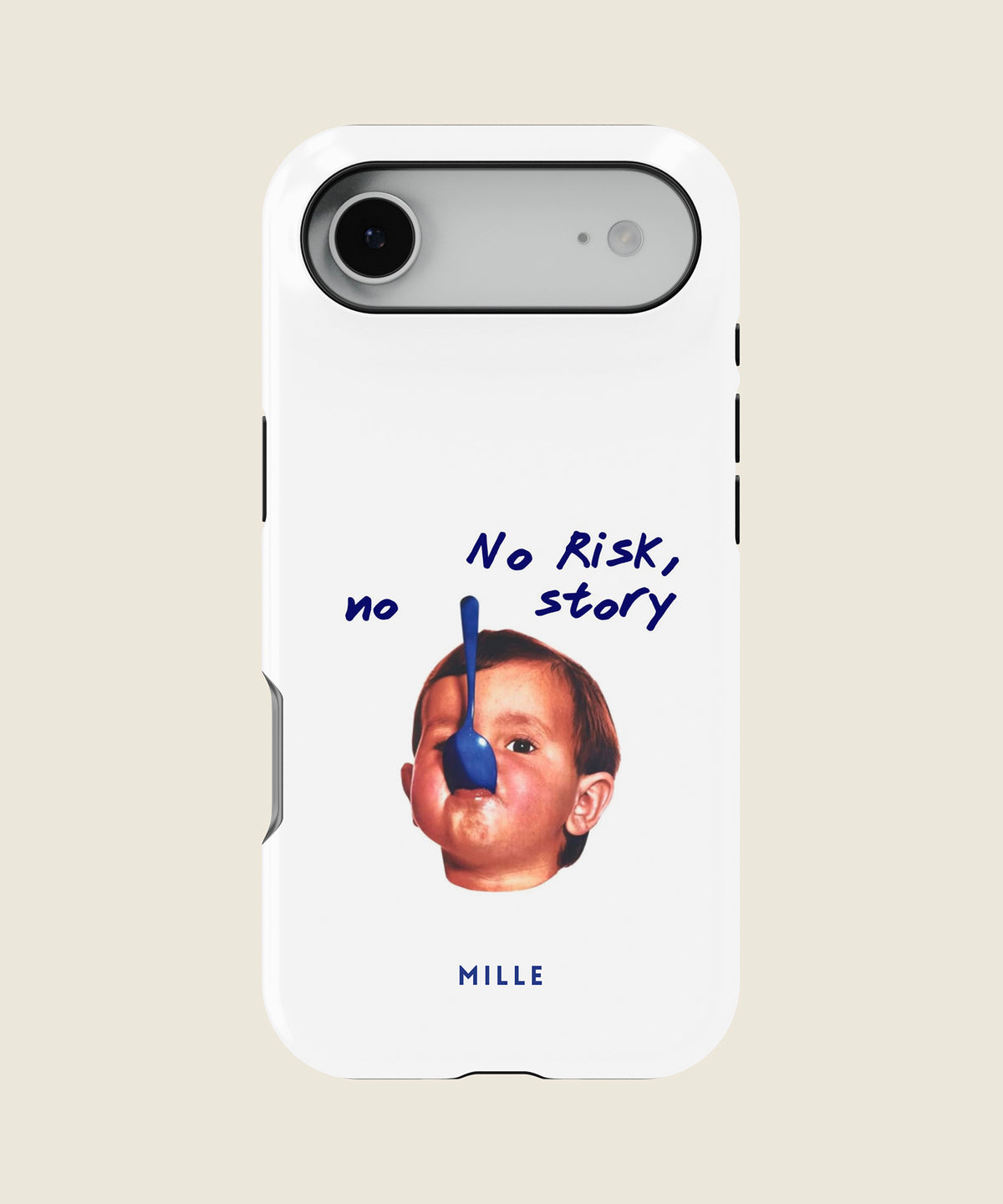 white No Risk No Story iPhone case, iPhone Air
