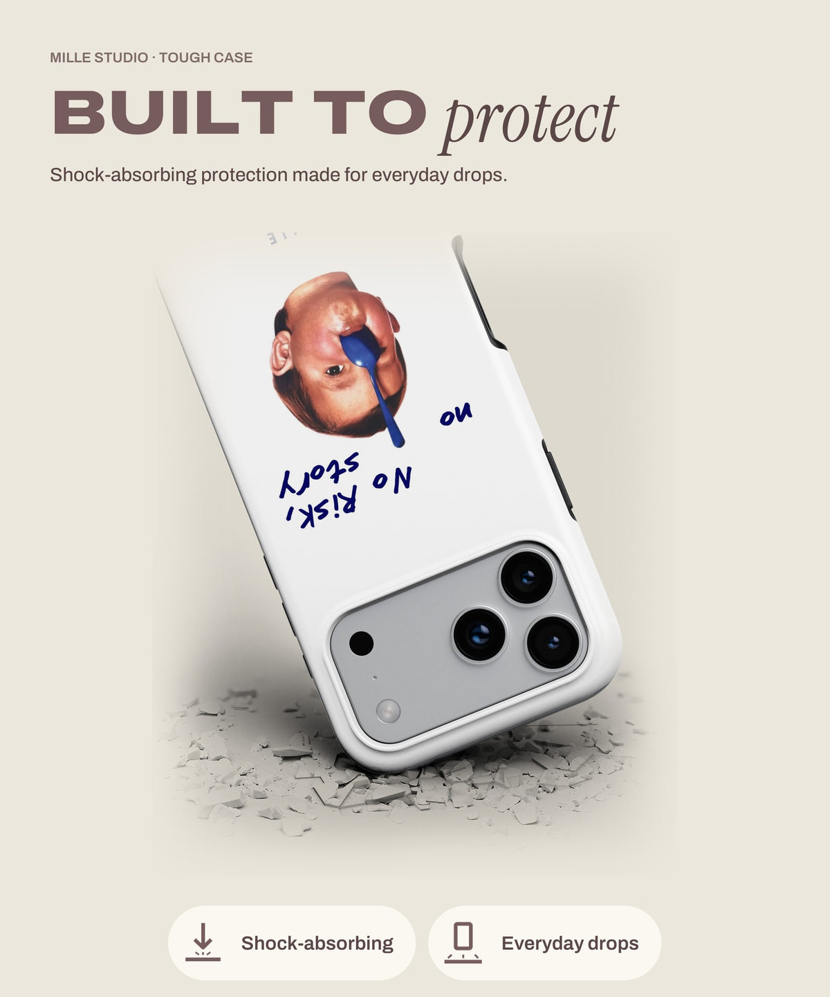 No Story tough iPhone case, shock-absorbing protection
