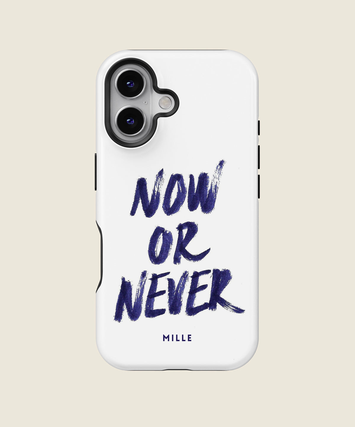 white Now or Never iPhone case, iPhone 16