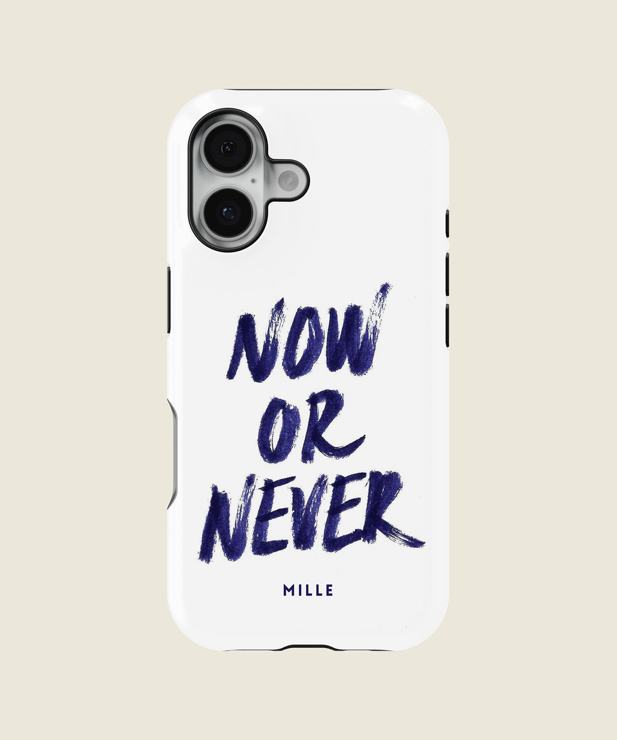 white Now or Never iPhone case, iPhone 17
