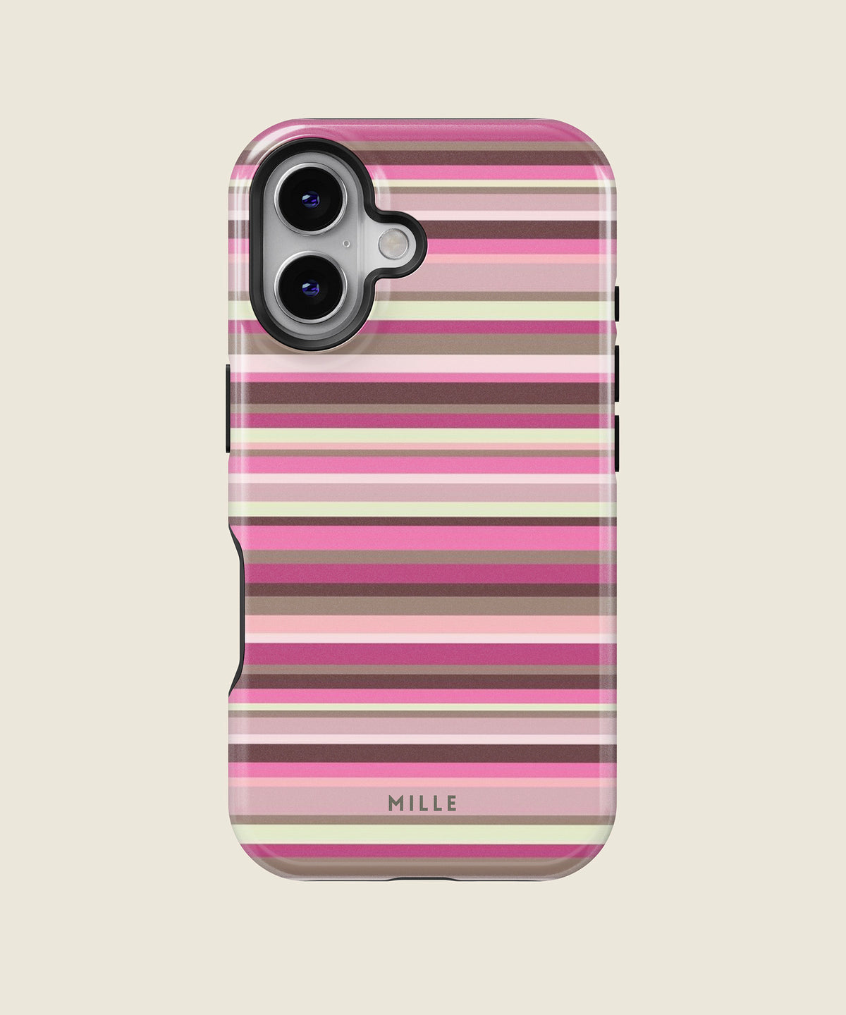 pink and brown striped iPhone case, iPhone 16