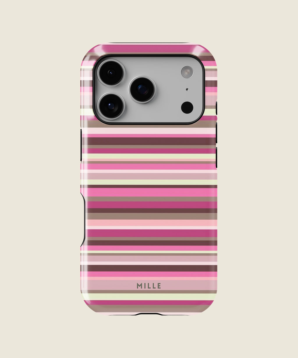 pink and brown striped iPhone case, iPhone 17 Pro