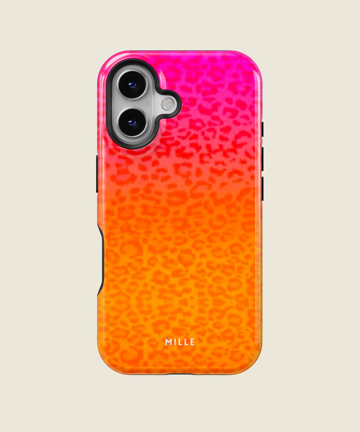 orange and pink leopard print iPhone case, iPhone 16