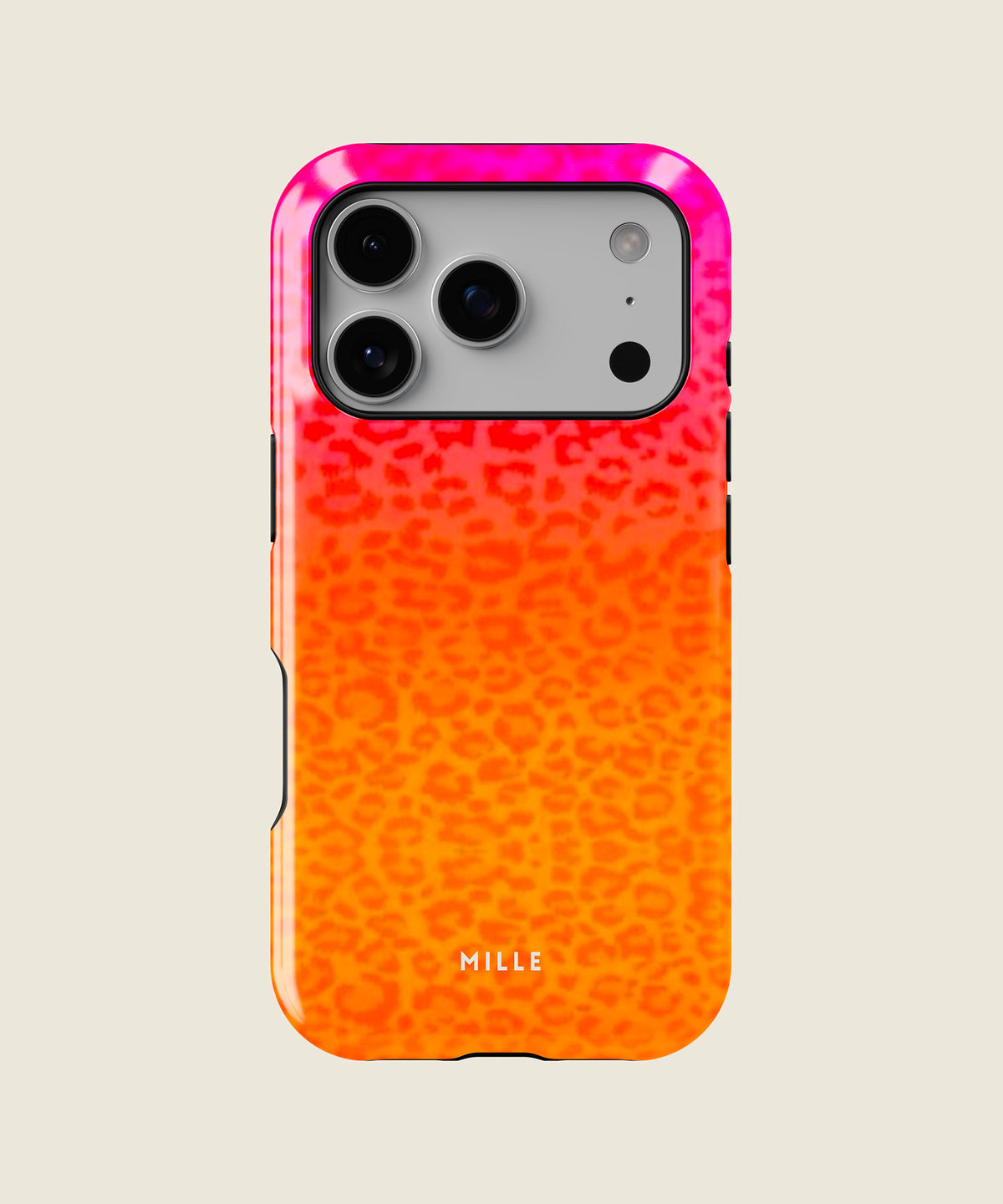 orange and pink leopard print iPhone case, iPhone 17 Pro