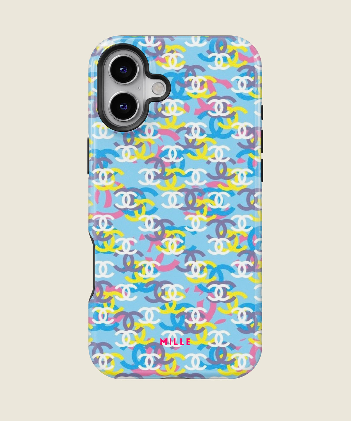 pastel blue colorful pattern iPhone case, iPhone 16 Plus