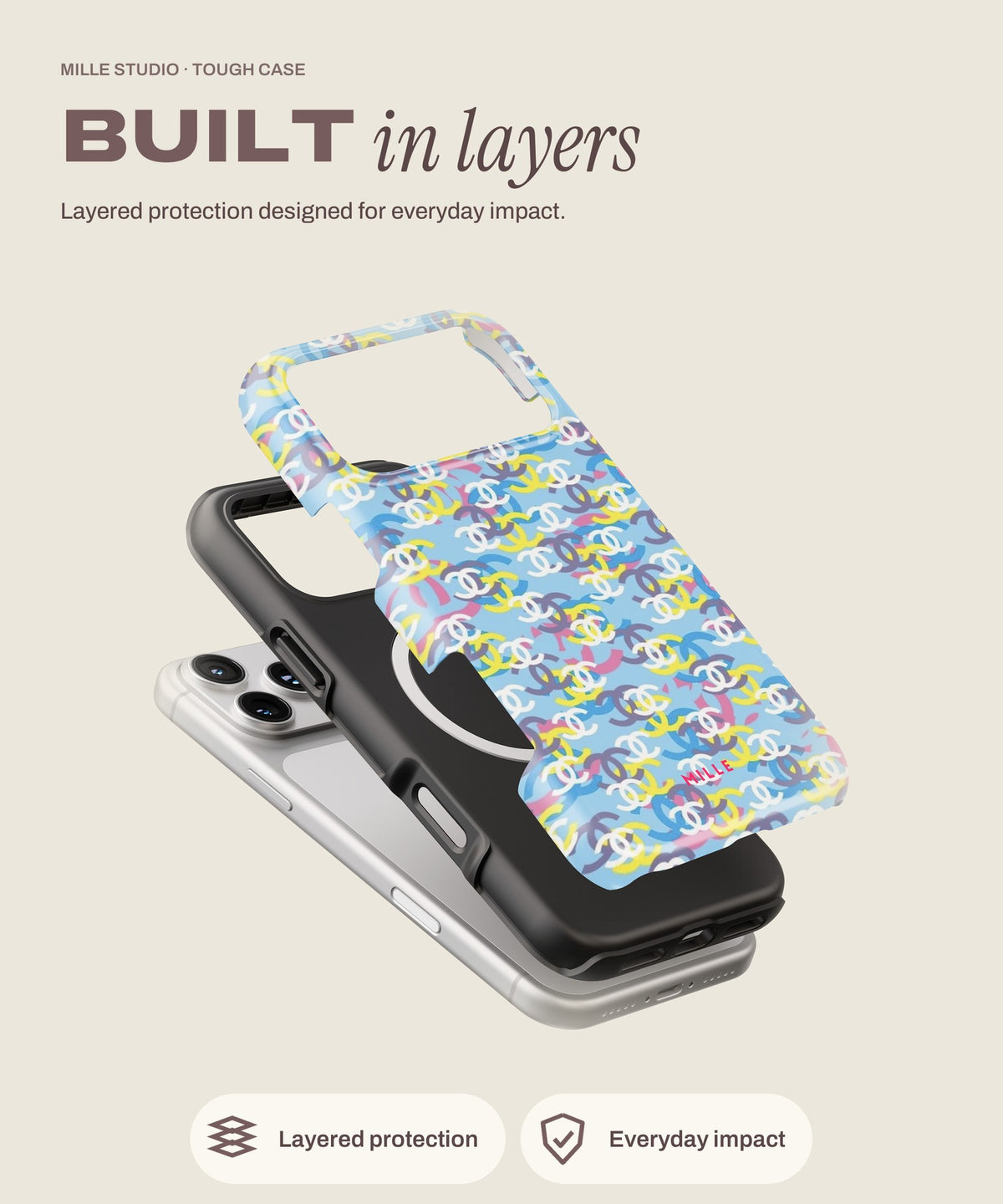 Chanel tough iPhone case, layered protection