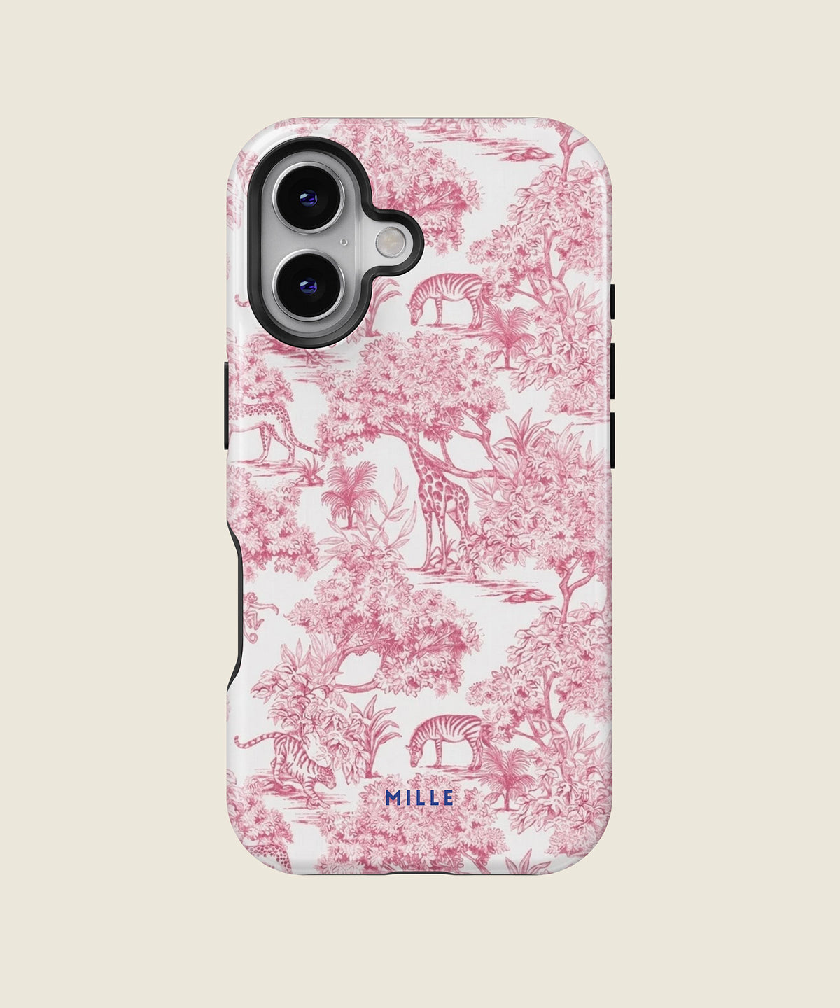 pink toile jungle iPhone case, iPhone 16
