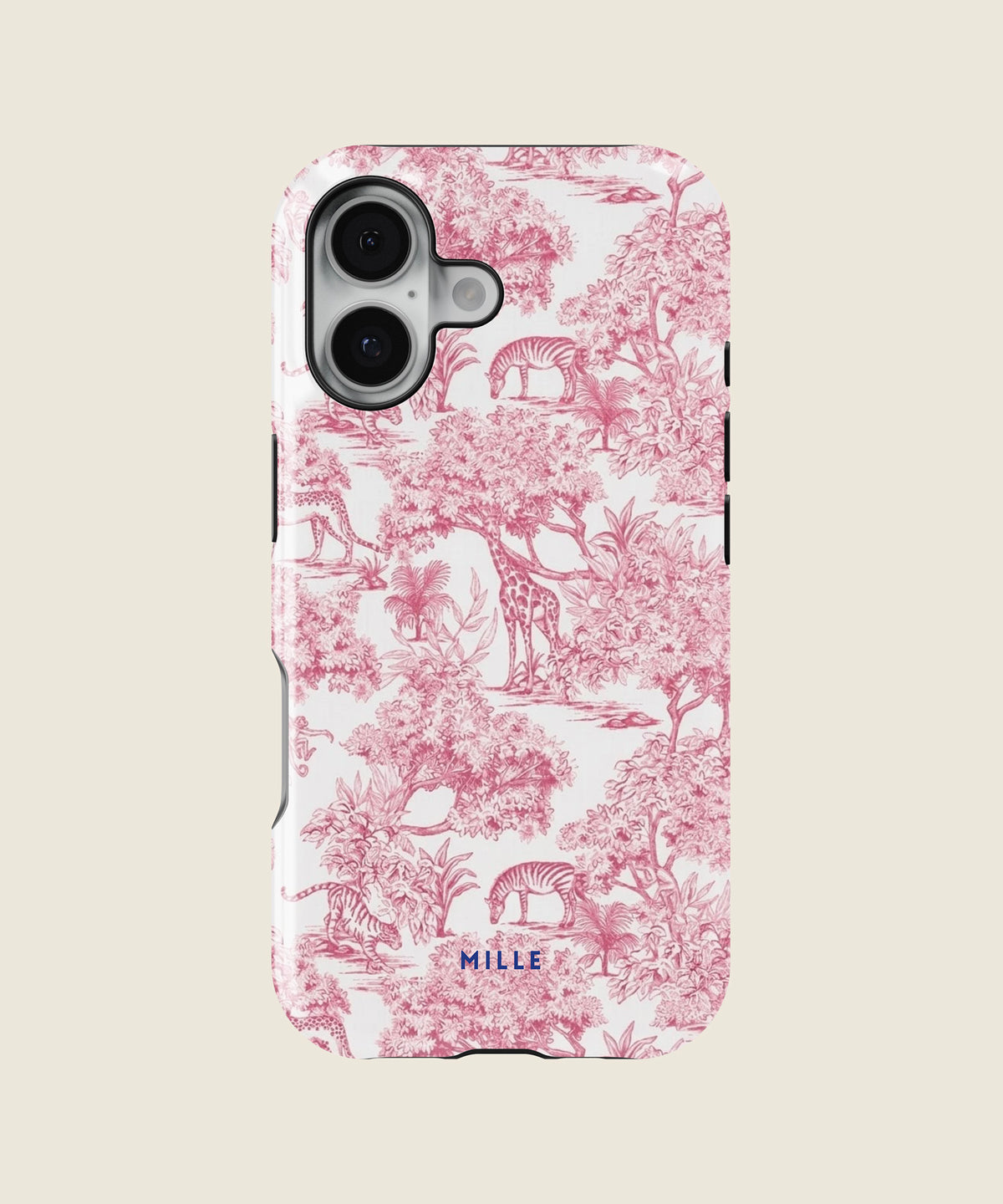 pink toile jungle iPhone case, iPhone 17
