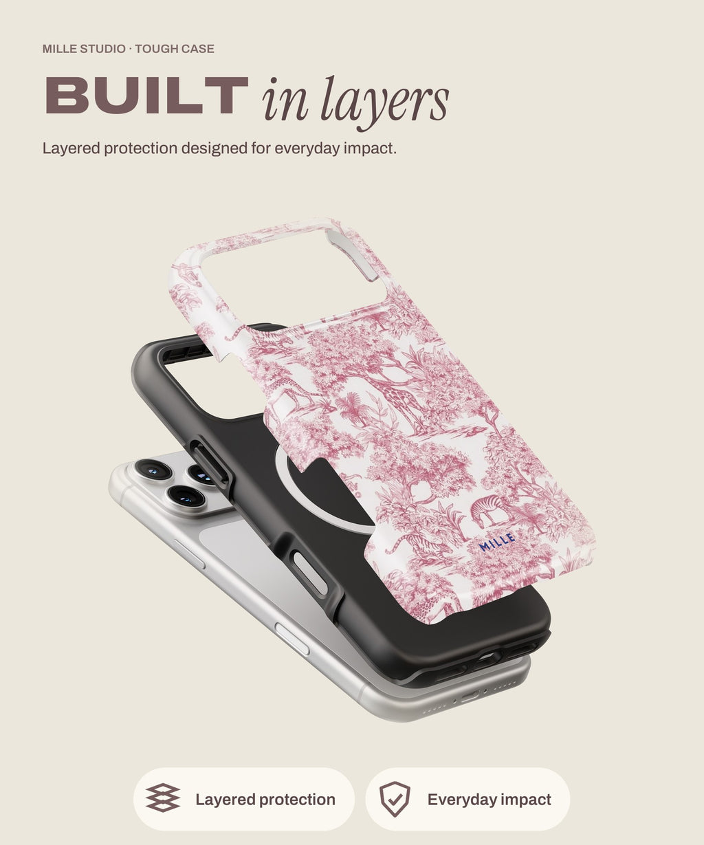 Pink Jungle tough iPhone case, layered protection