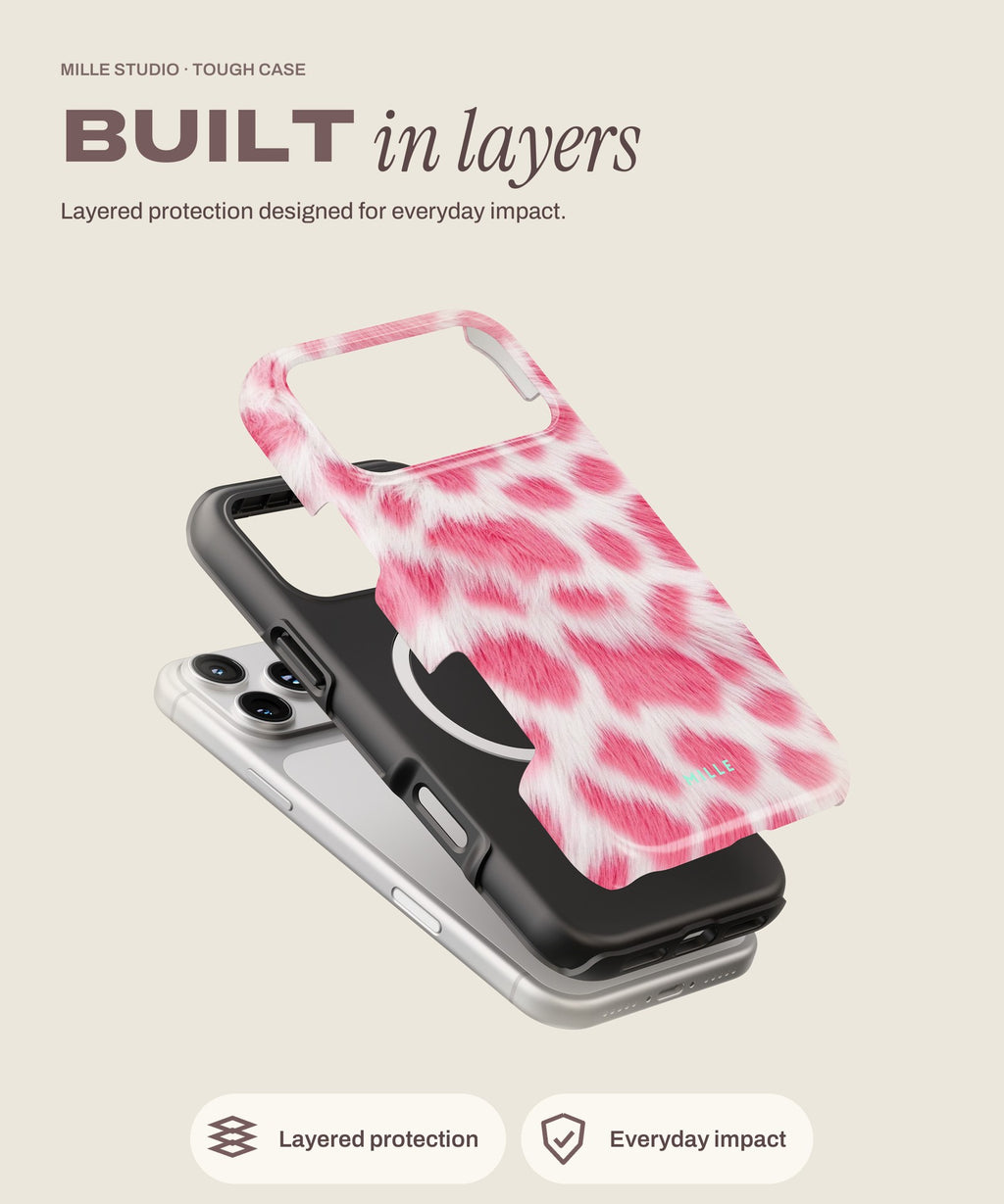 Pink Leopard tough iPhone case, layered protection