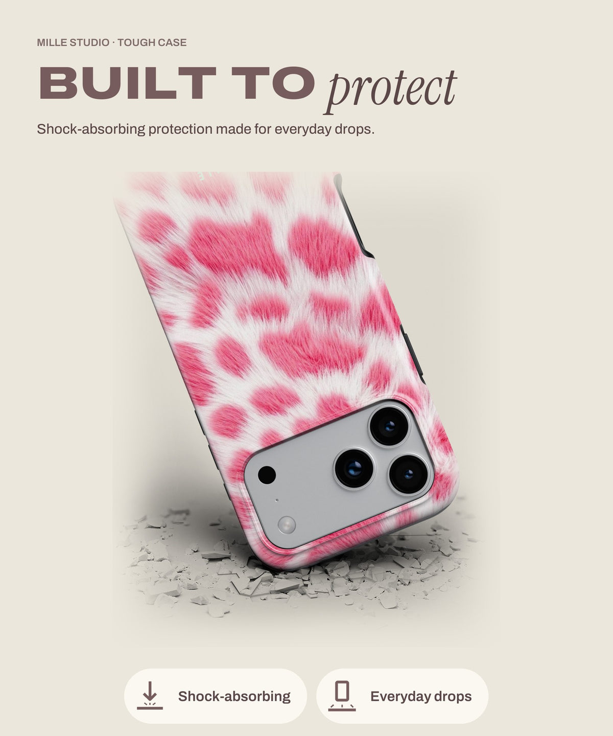 Pink Leopard tough iPhone case, shock-absorbing protection