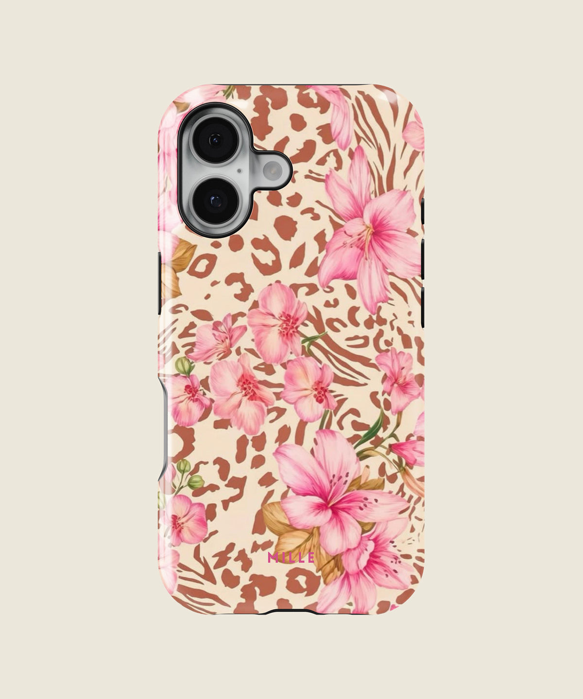 pink lily floral leopard iPhone case, iPhone 17