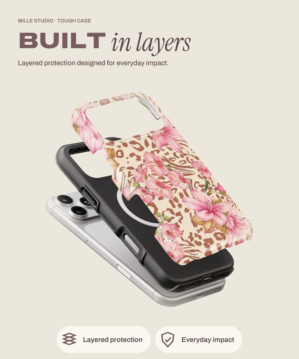 Pink Lys tough iPhone case, layered protection