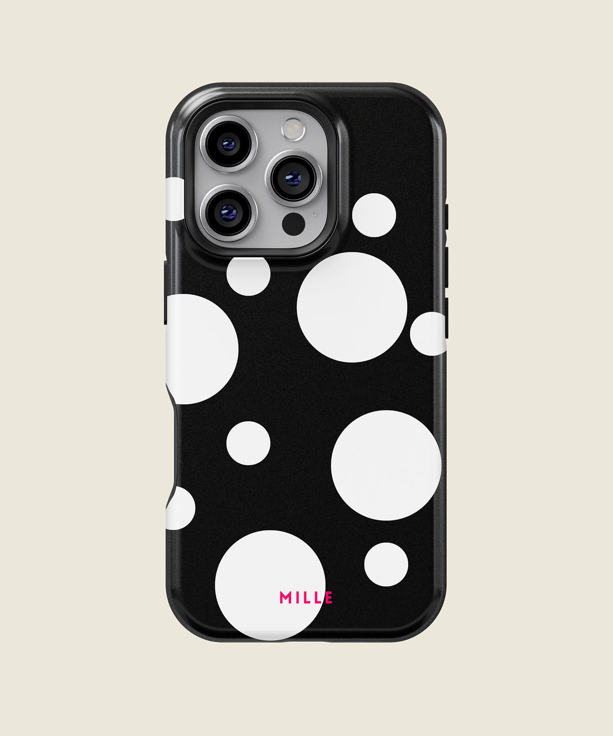 black and white big polka dot iPhone case, iPhone 16 Pro