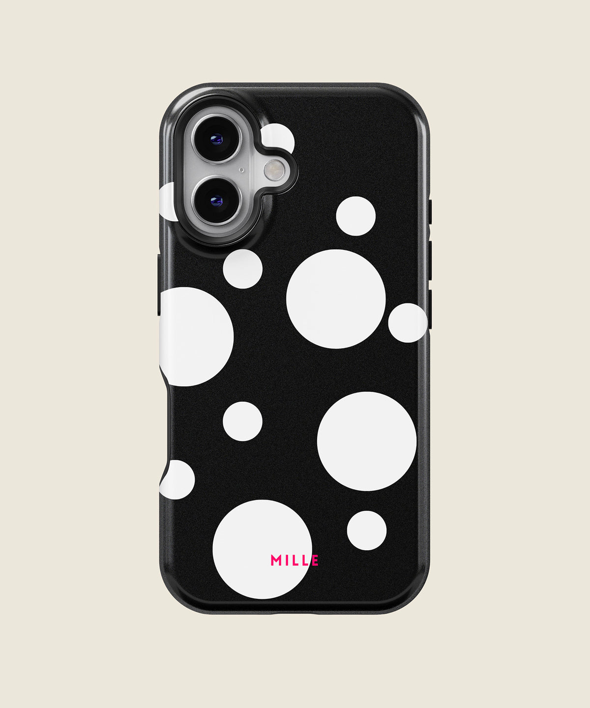 black and white big polka dot iPhone case, iPhone 16