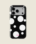 black and white big polka dot iPhone case, iPhone 17 Pro