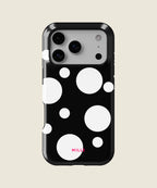 black and white big polka dot iPhone case, iPhone 17 Pro
