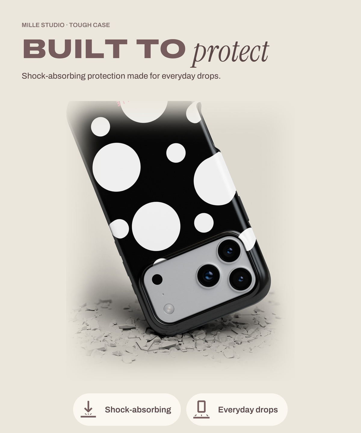 PolkaDot tough iPhone case, shock-absorbing protection