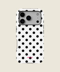 white and black polka dot iPhone case, iPhone 17 Pro