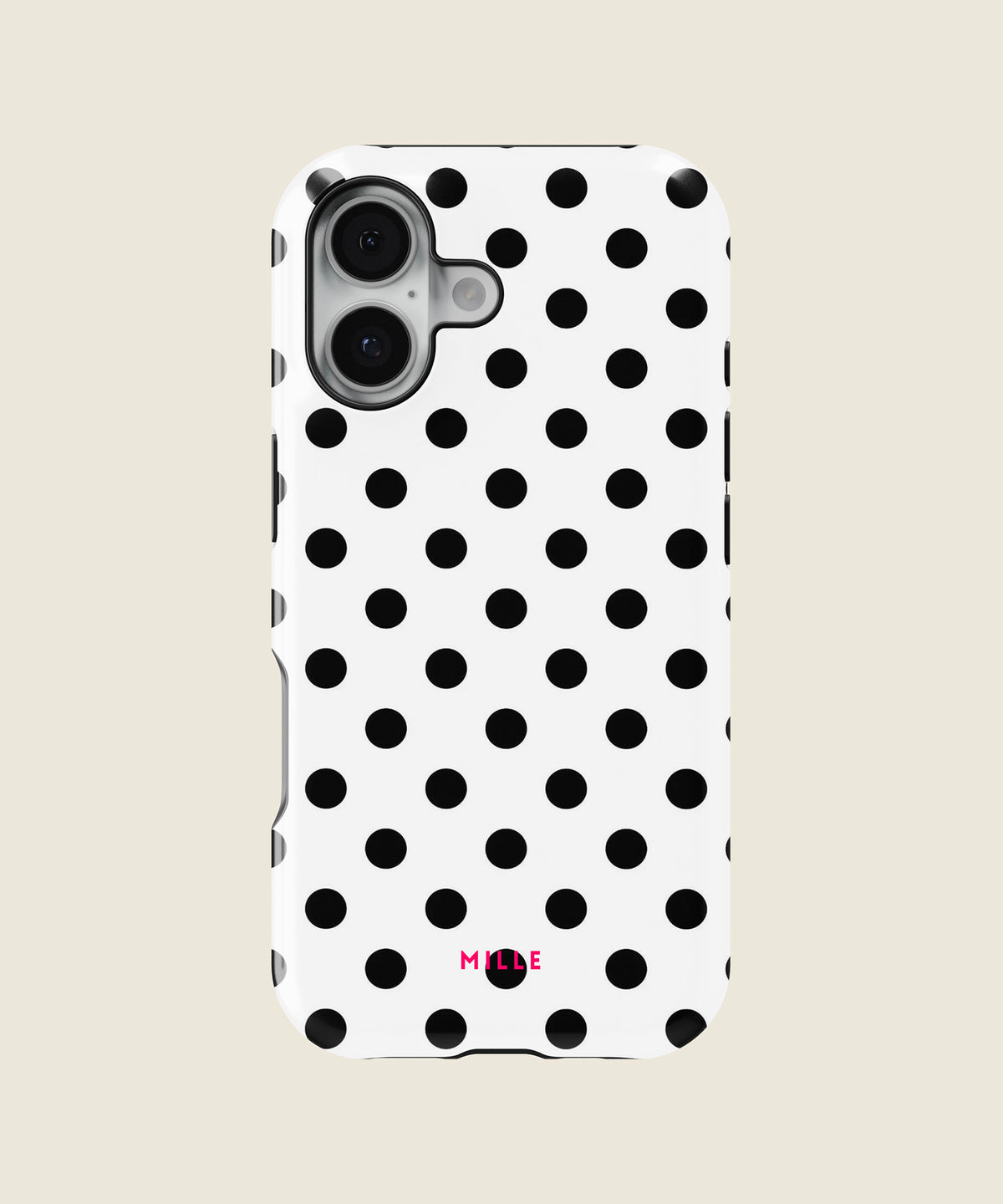 white and black polka dot iPhone case, iPhone 17