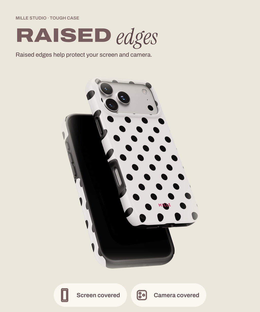 Polly tough iPhone case, raised edges for screen and camera