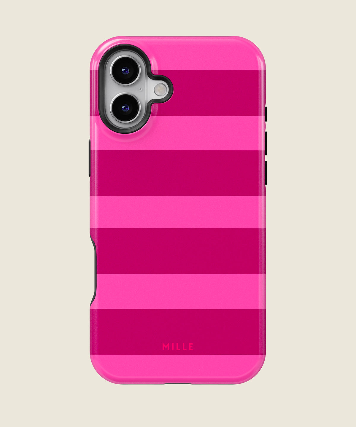 hot pink striped iPhone case, iPhone 16 Plus