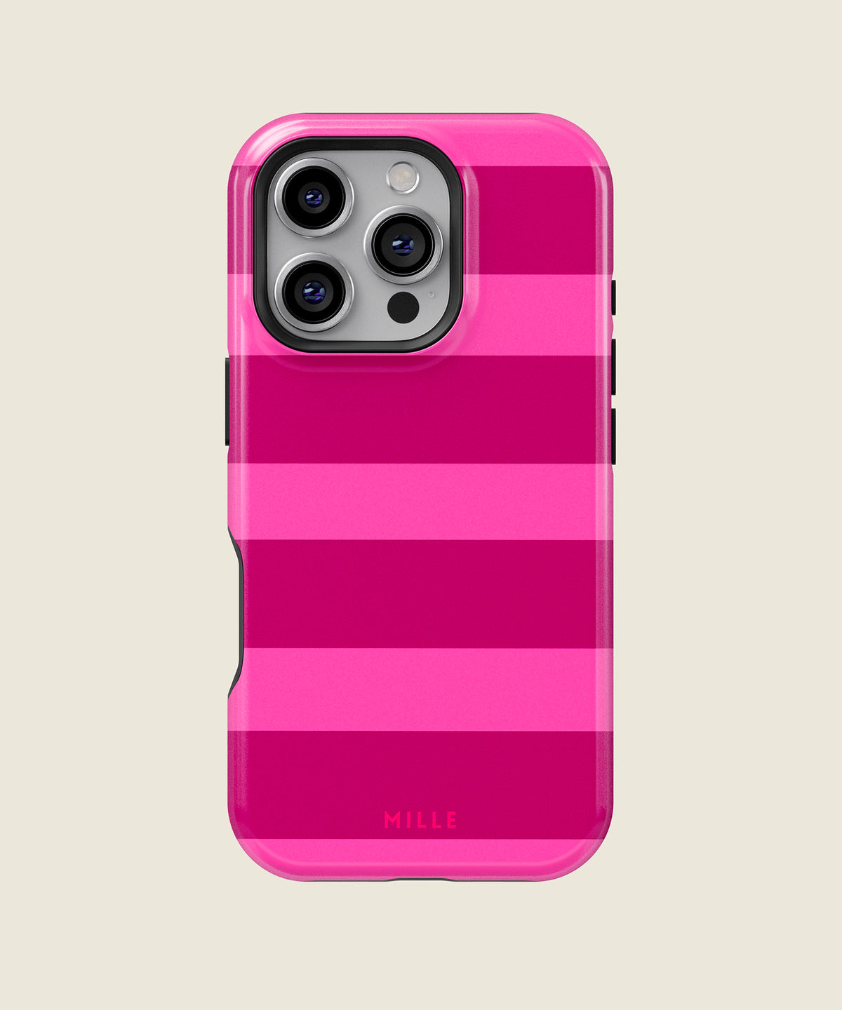 hot pink striped iPhone case, iPhone 16 Pro