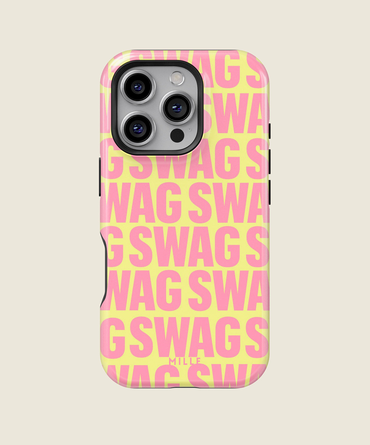 pastel yellow SWAG iPhone case, iPhone 16 Pro