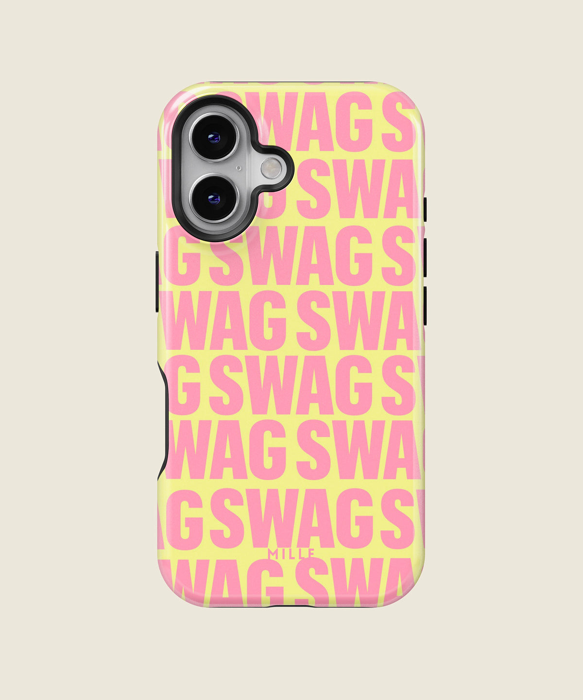 pastel yellow SWAG iPhone case, iPhone 16