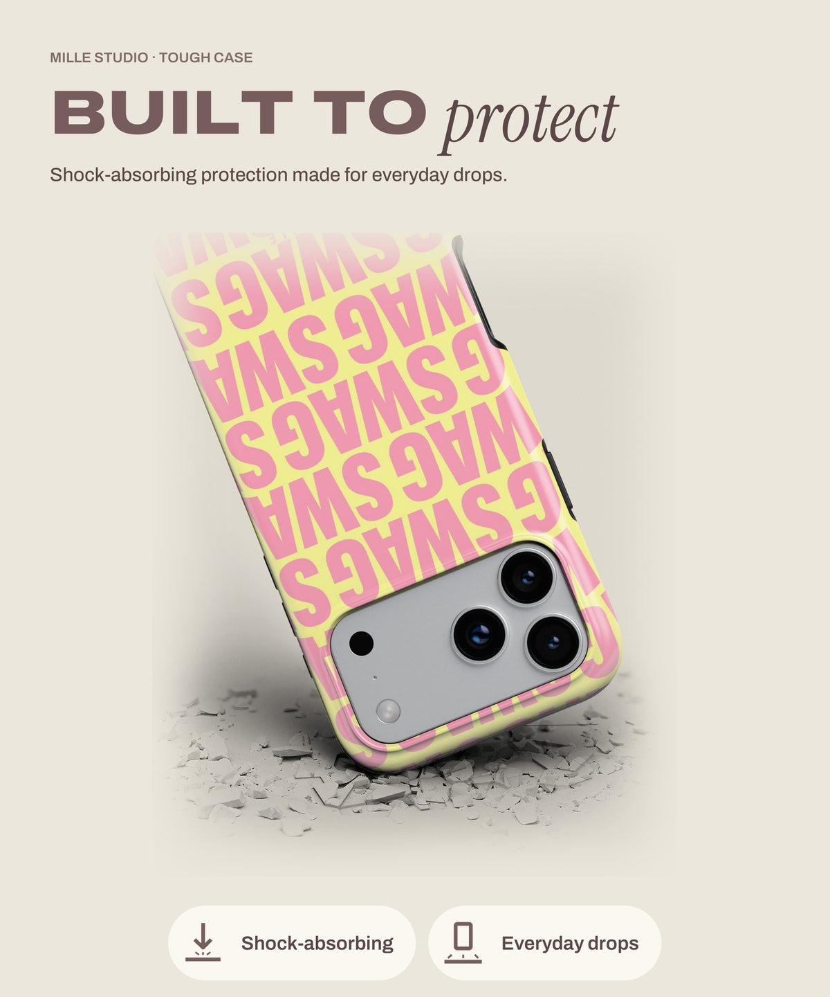 Pop tough iPhone case, shock-absorbing protection