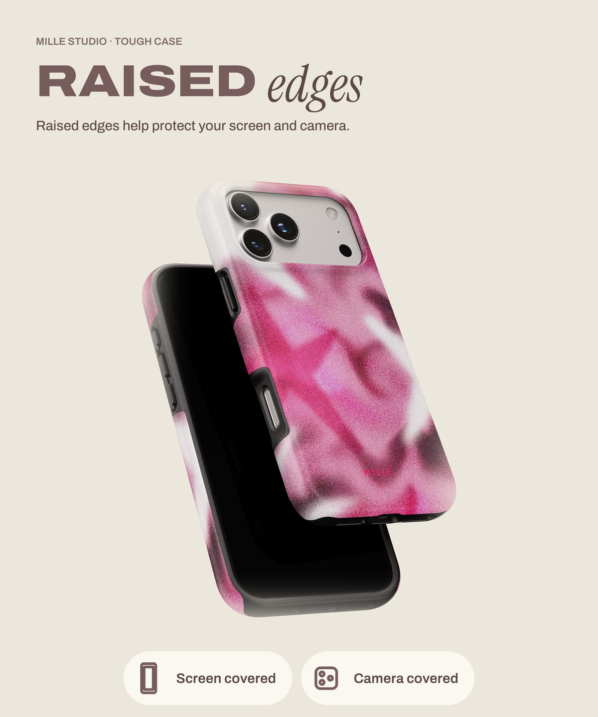 Sissy tough iPhone case, raised edges for screen and camera