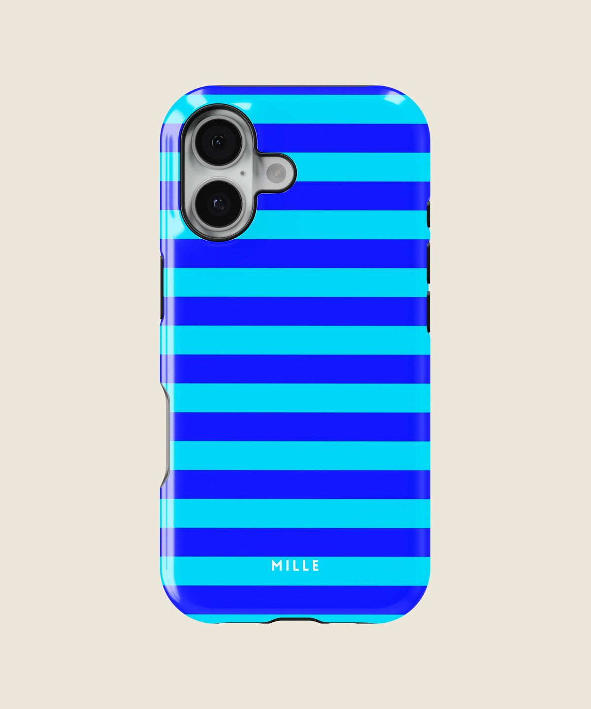 cobalt and cyan blue striped iPhone case, iPhone 17
