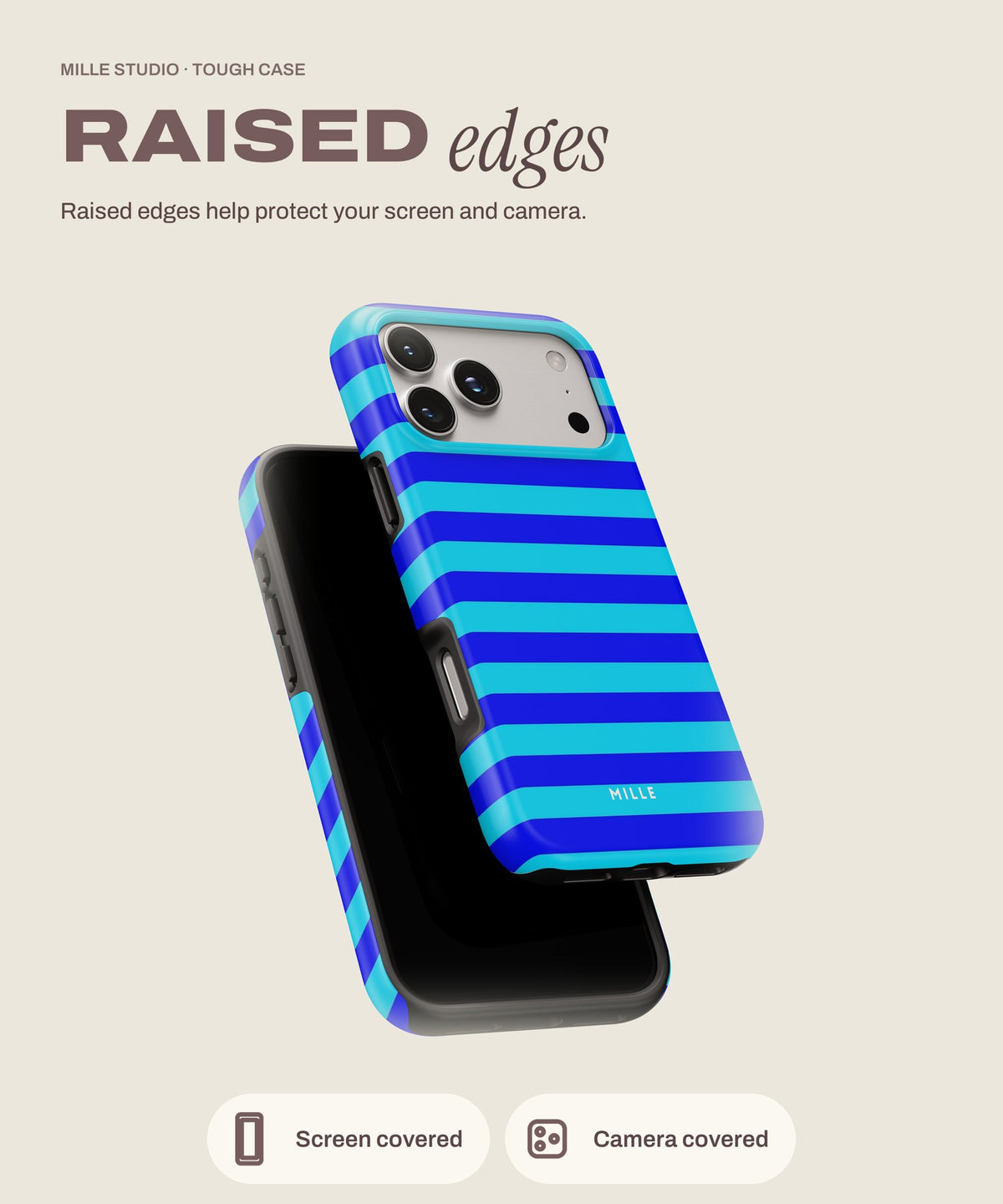 Sky tough iPhone case, raised edges for screen and camera