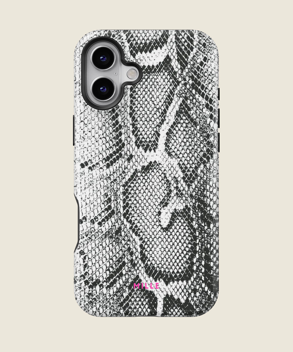 black and white python snakeskin iPhone case, iPhone 16 Plus