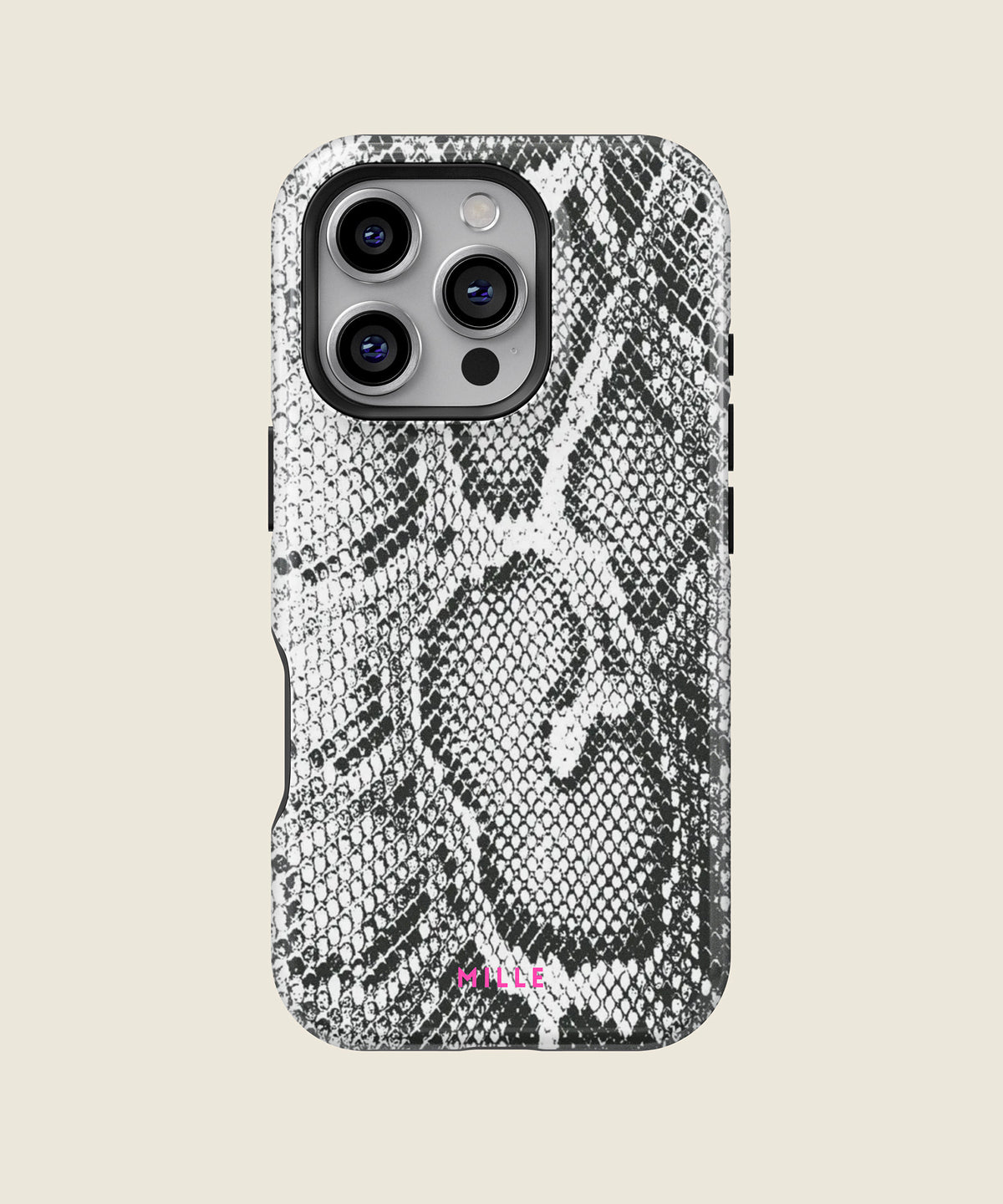 black and white python snakeskin iPhone case, iPhone 16 Pro