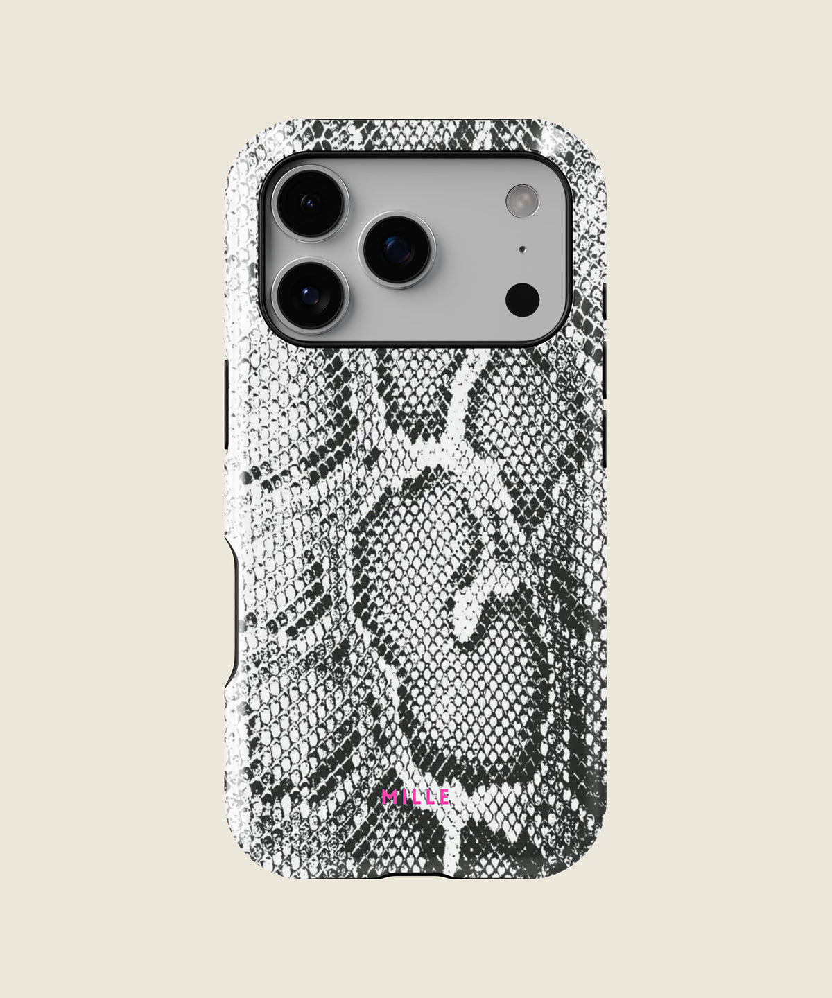black and white python snakeskin iPhone case, iPhone 17 Pro