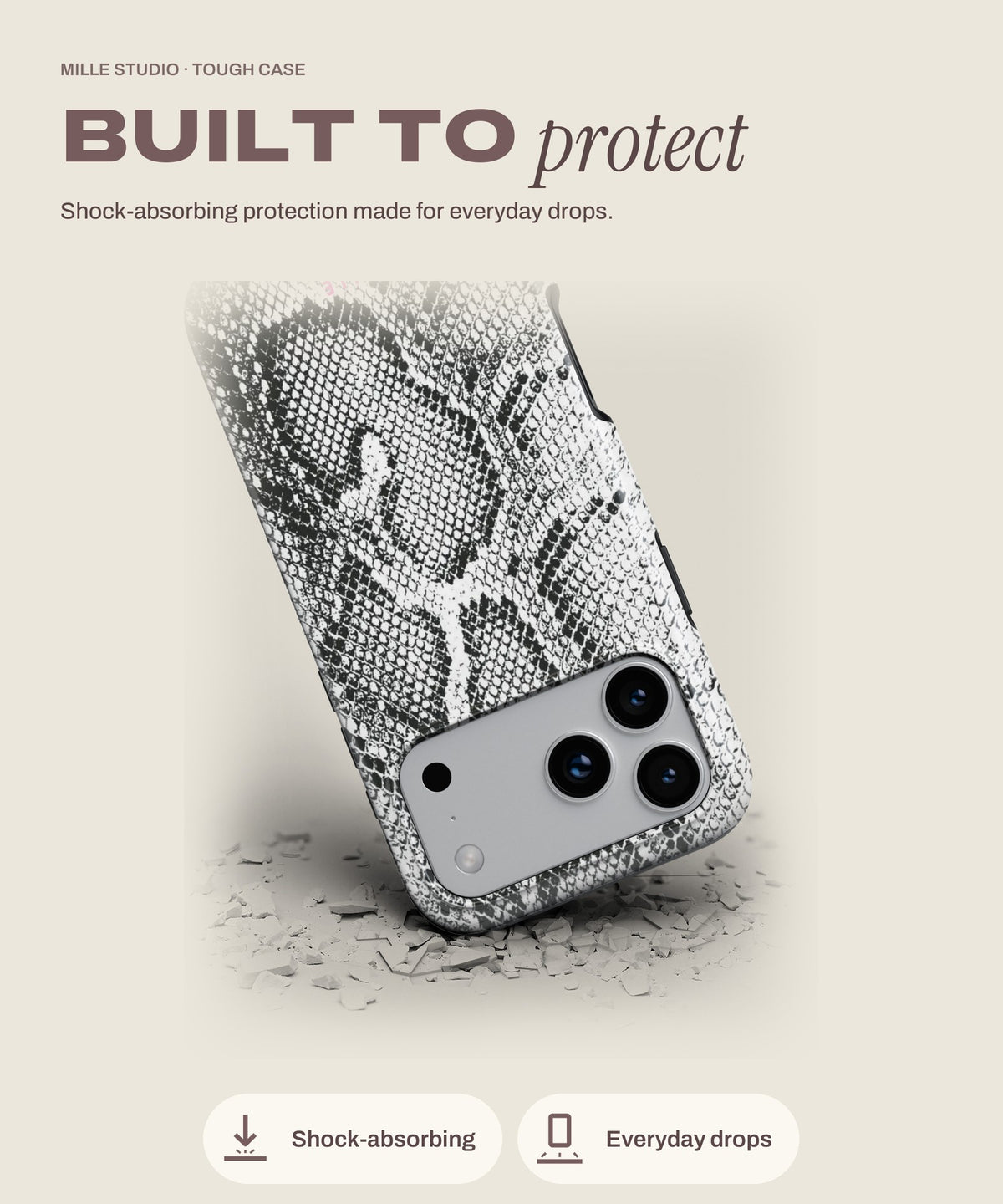 Snake tough iPhone case, shock-absorbing protection