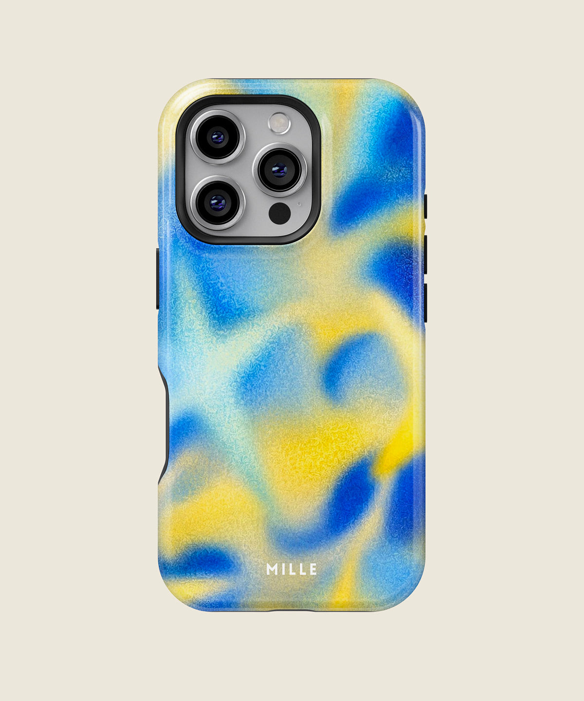 blue and yellow airbrushed star iPhone case, iPhone 16 Pro