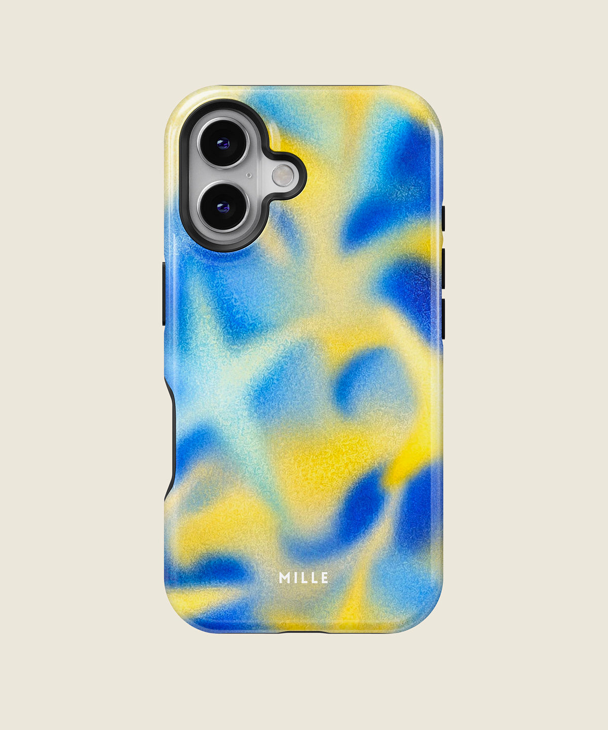 blue and yellow airbrushed star iPhone case, iPhone 16