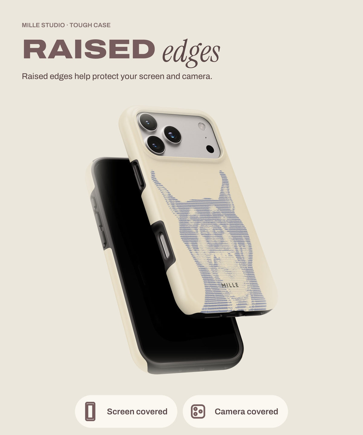 The Dog tough iPhone case, raised edges for screen and camera